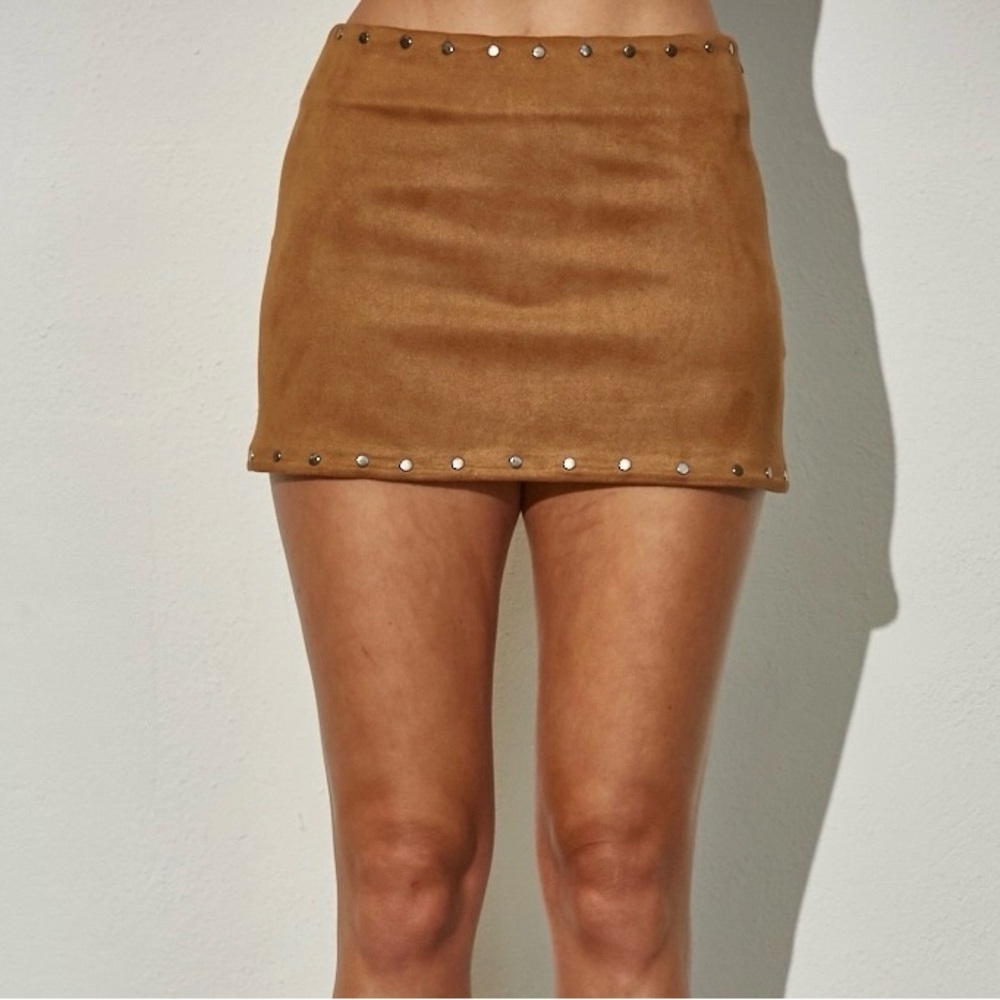 Studded Faux Suede Mini Skirt